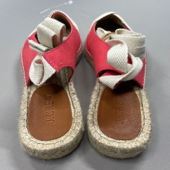 NEW J Crew Shoes Womens 9 red brown ballet espadrille flats lace up preppy boho - Picture 5 of 11